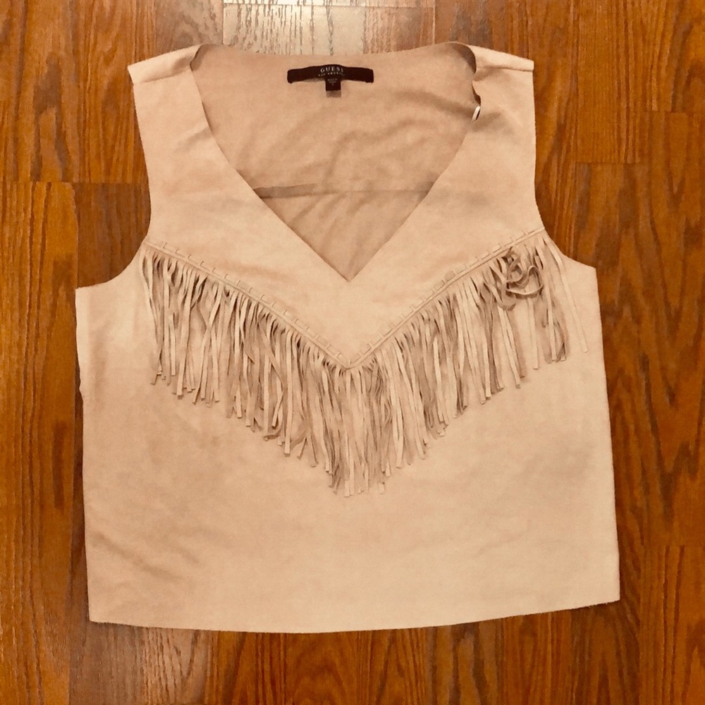 Guess Fringe Suede Top - Picture 2 of 4